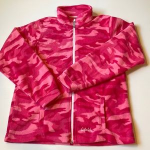 Cabela’s pink, camouflage, mock neck, fleece zip up jacket women’s size XL